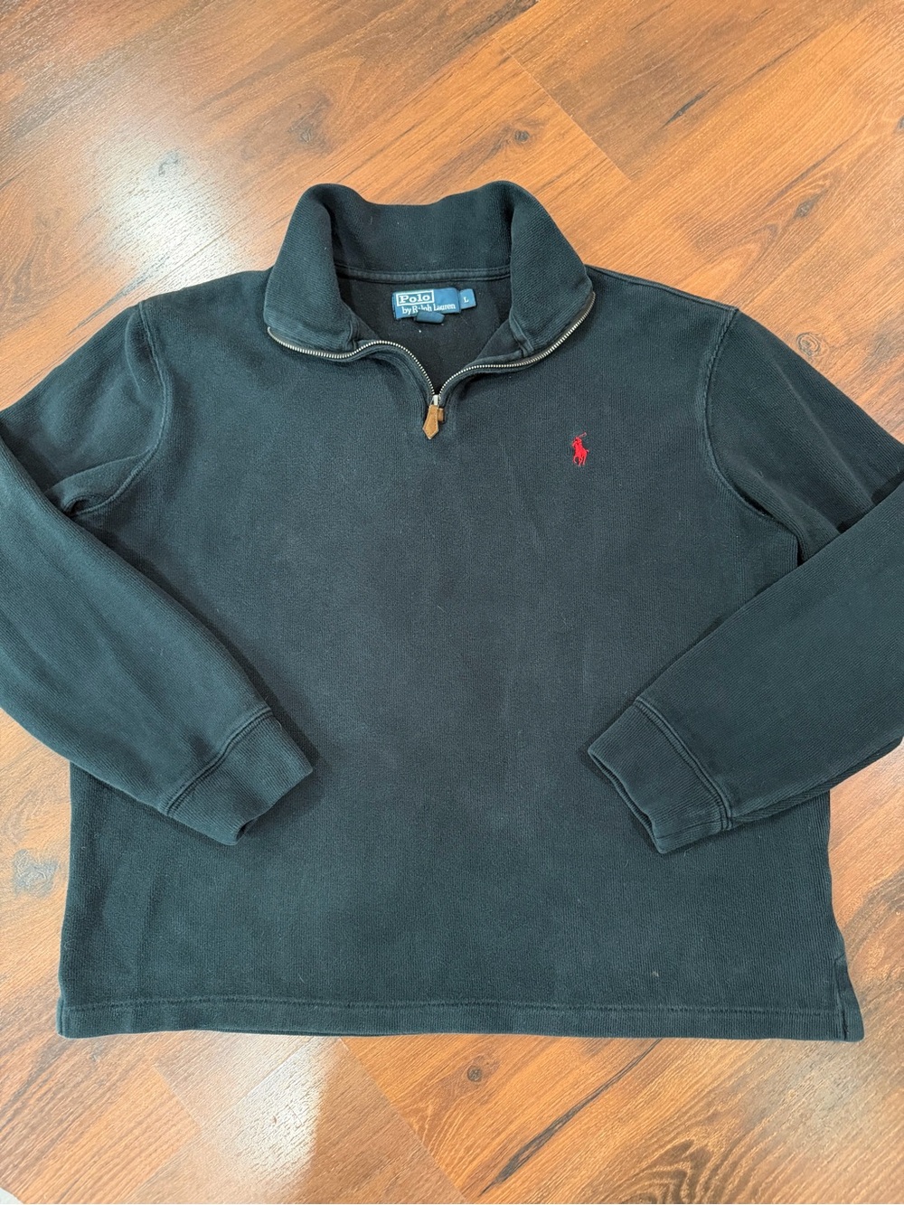 Polo Ralph Lauren 1/4 Zip Pullover Sweater Men's L Preppy Black